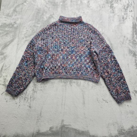 Nordstrom ELODIE Sweater Womens XL Multicolor Turtleneck Drop Shoulder Boxy - Picture 2 of 9